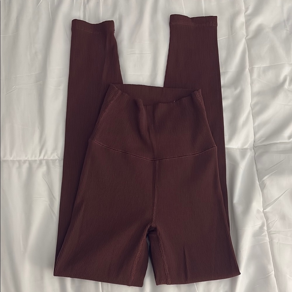 Aerie Dark Orange Ribbed Leggings